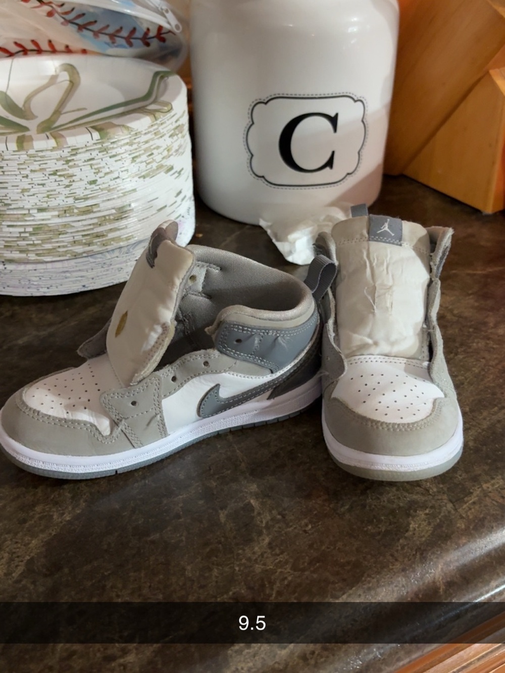 Nike Kids Gray and White High-Top Sneakers